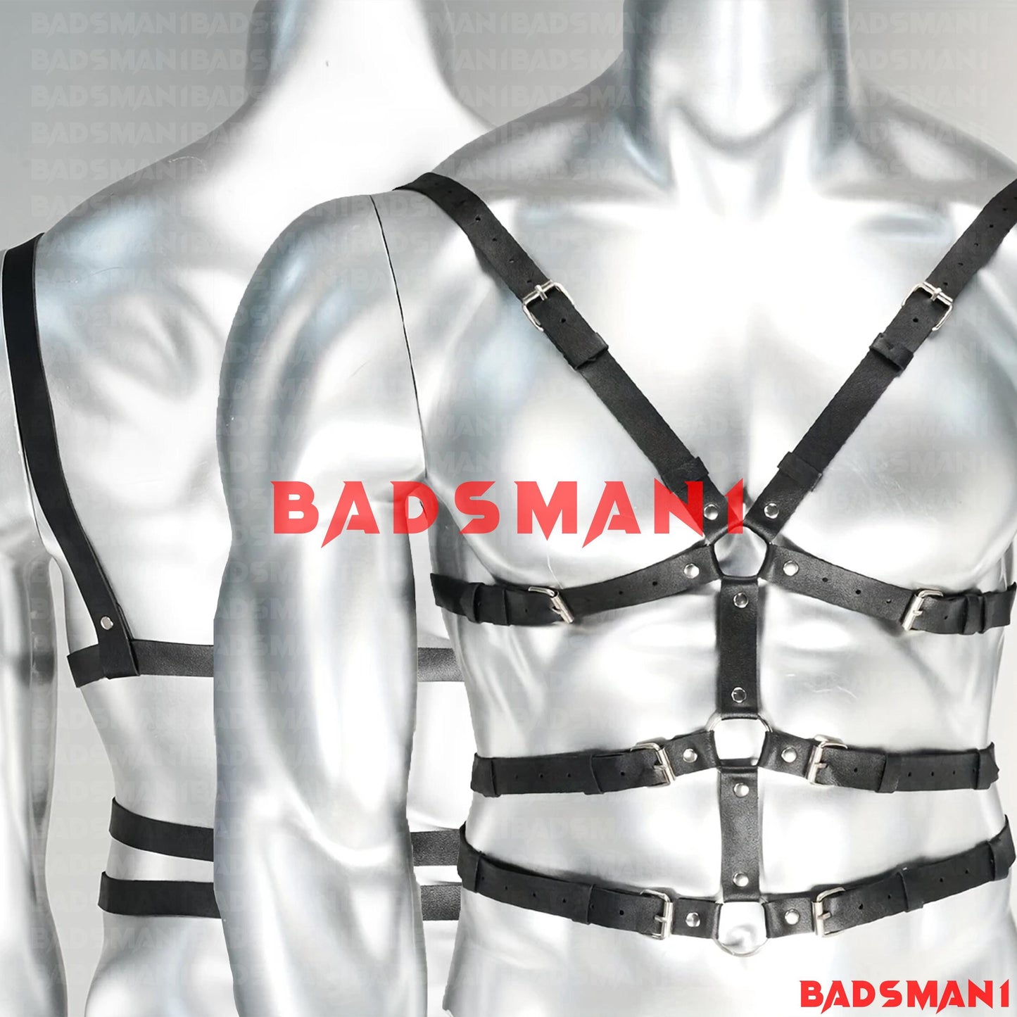 Unisex Black Faux Leather Body Harness Adjustable Chest Harness for Rave, Festival, Clubwear, Cosplay & Alternative Fashion