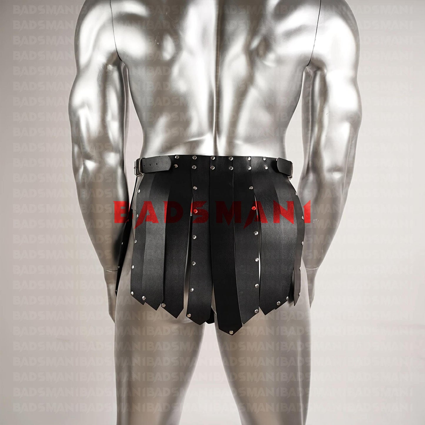 Bold Leather Gladiator Skirt, Mens Festival Kilt with Rivet Harness, Fashionable Warrior Wear, Skirt Man Harness, Male Stripper Attire