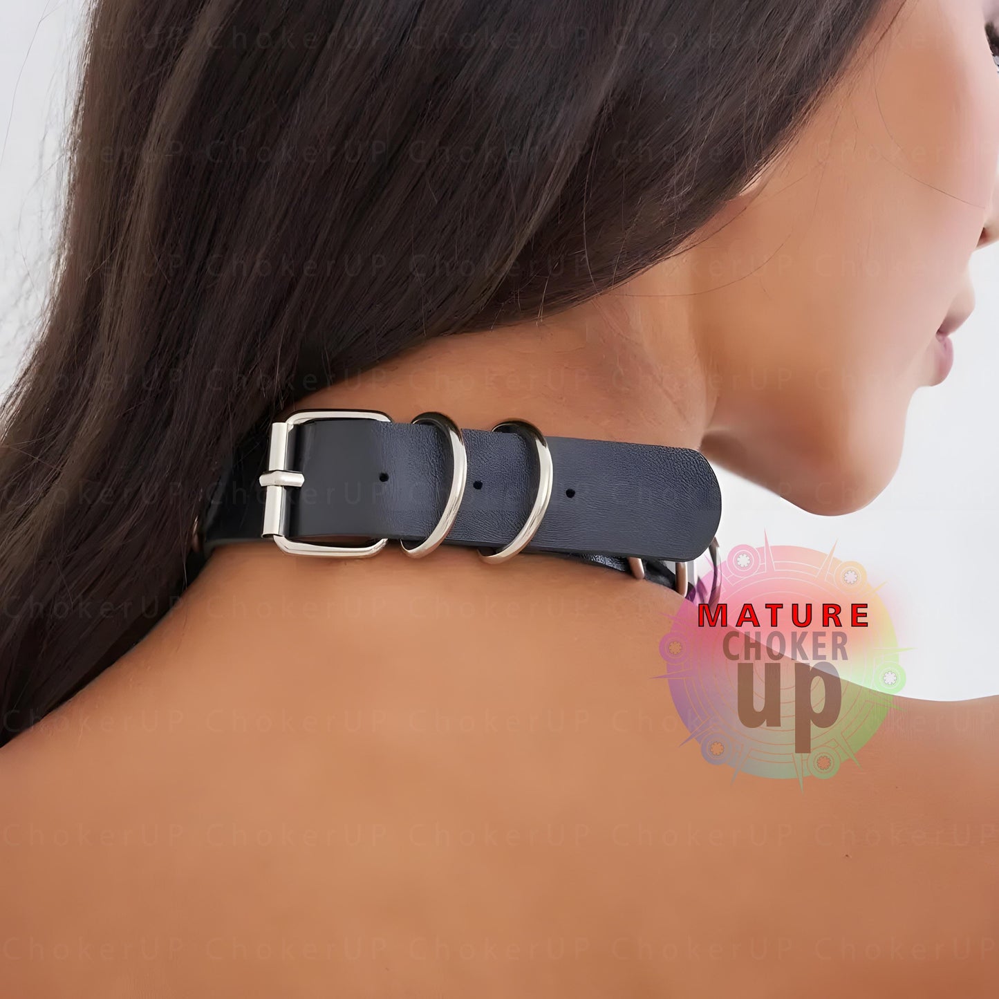 Black Leather D-Ring Choker, Gothic Collar, Custom Day Collar