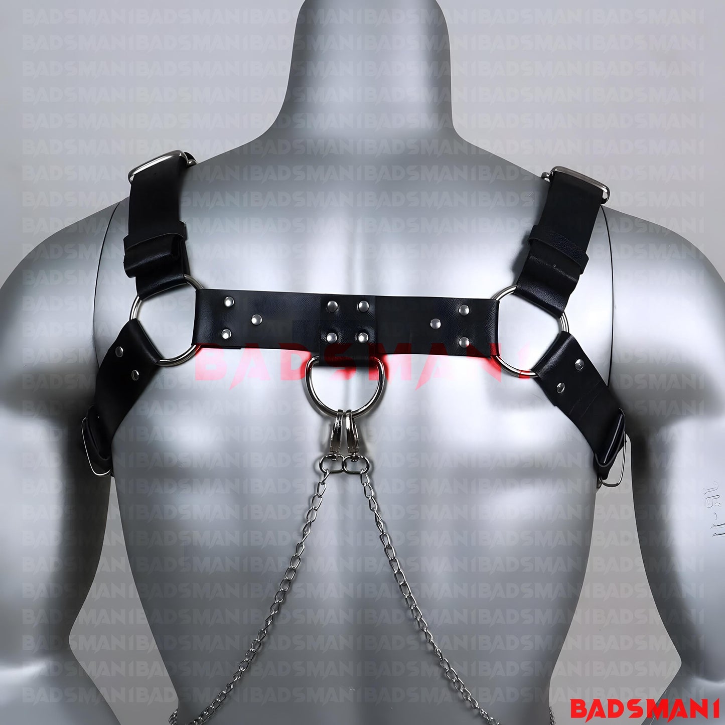 Men Leather Chest Harness with Detachable Chains, Bulldog Harness, Custom Made Real Leather Body Accessory, Genuine Leather, Bulldog Harness