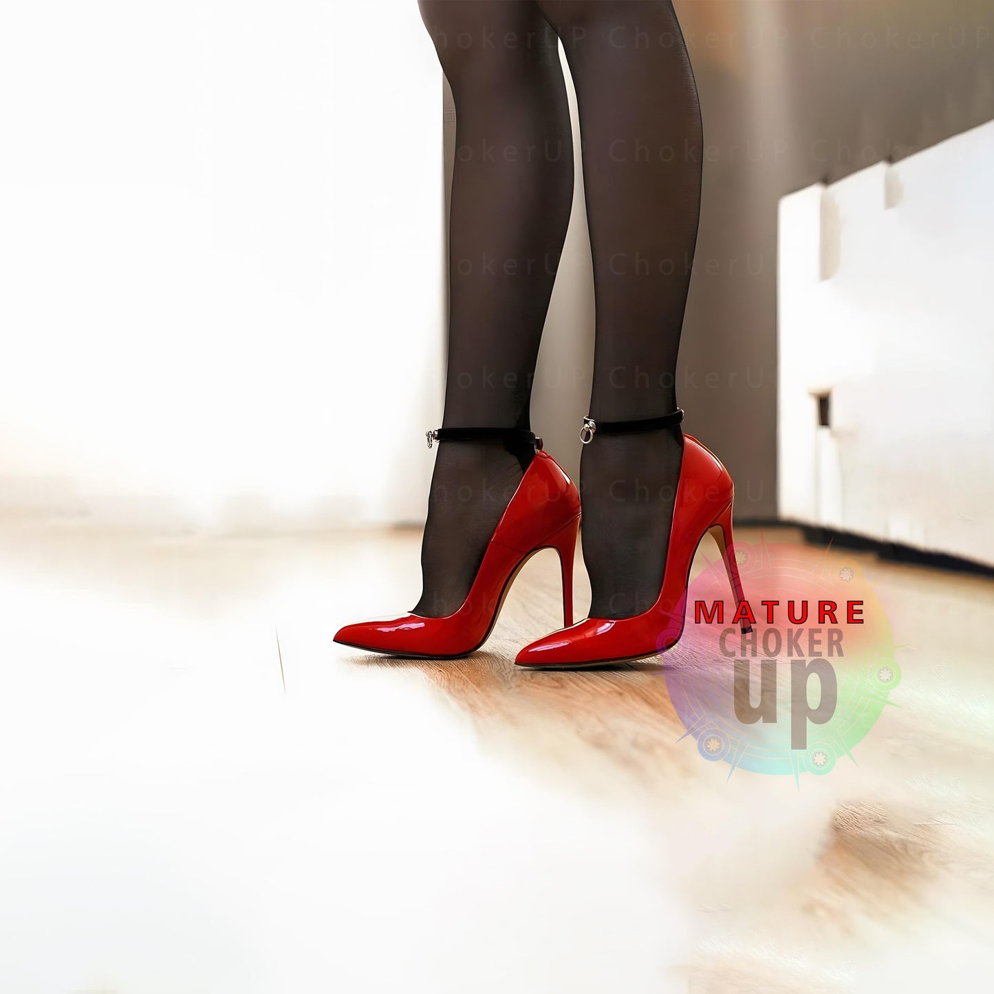 Black Leather Anklet for Women, Minimalist Adjustable Ankle Choker with O-Ring, Fetish Foot Jewelry, Barefoot Accessory, Ankle Harness