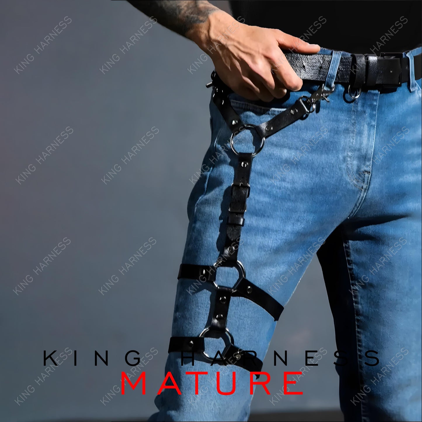 Adjustable Leather Leg Harness Belt for Men, Fetish Punk Bondage Thigh Strap Accessory, Mens BDSM Leather Thigh and Waist Harness