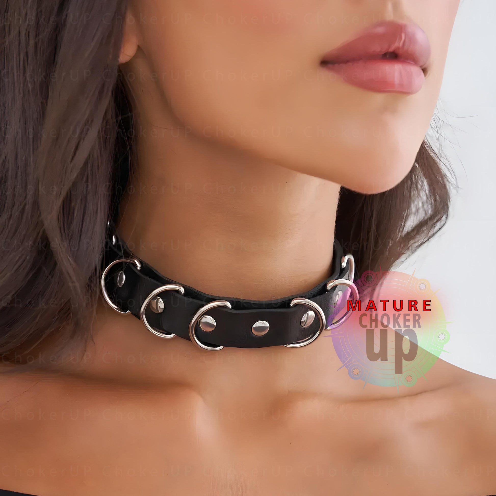 Black Leather D-Ring Choker, Gothic Collar, Custom Day Collar