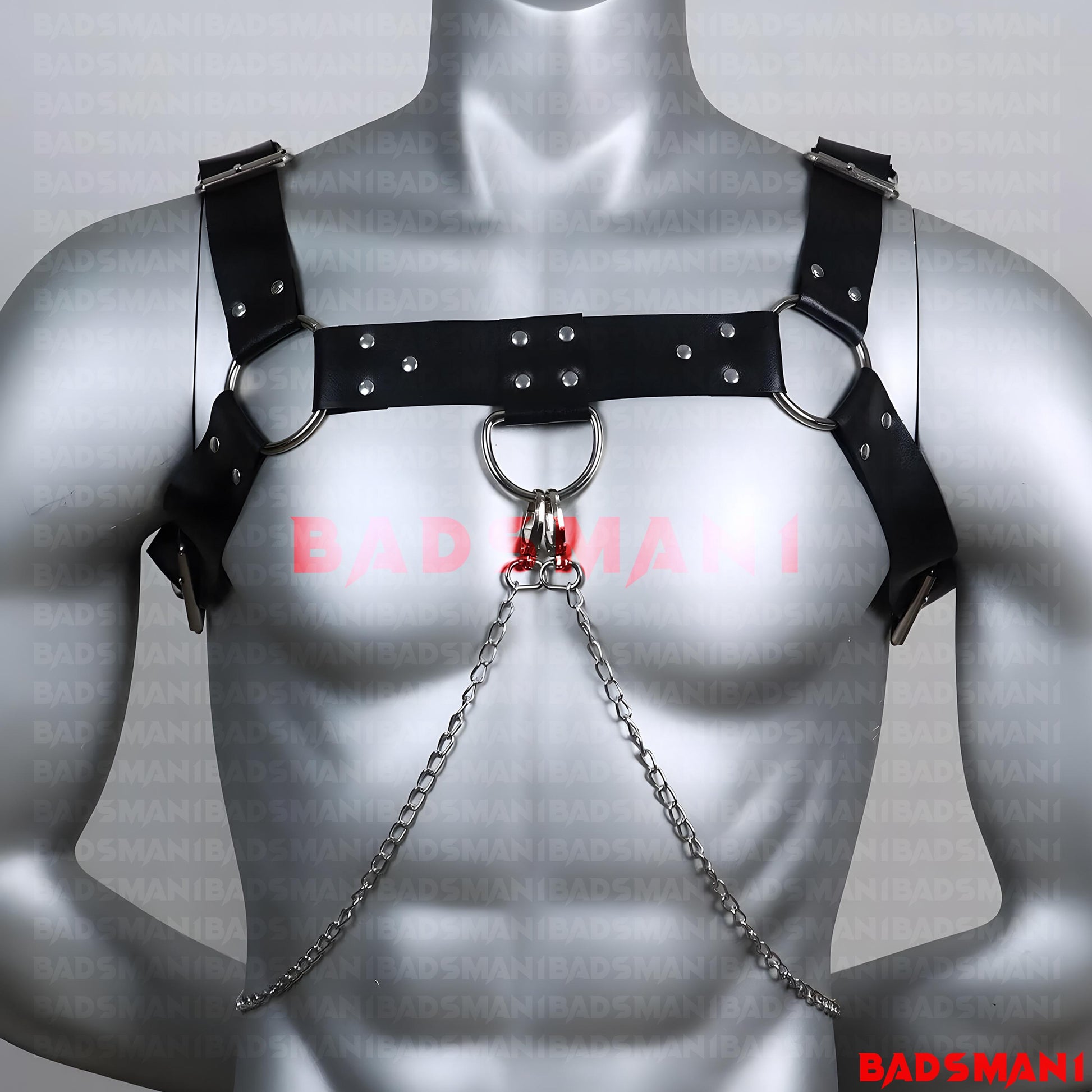 Men Leather Chest Harness with Detachable Chains, Bulldog Harness, Custom Made Real Leather Body Accessory, Genuine Leather, Bulldog Harness