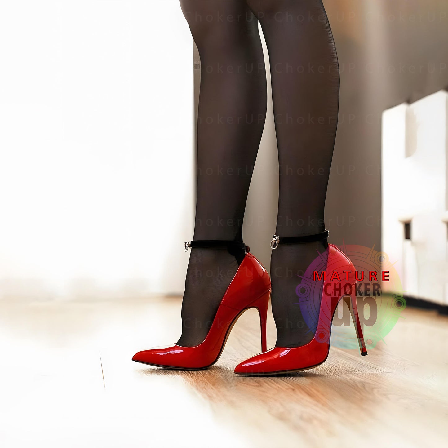 Black Leather Anklet for Women, Minimalist Adjustable Ankle Choker with O-Ring, Fetish Foot Jewelry, Barefoot Accessory, Ankle Harness