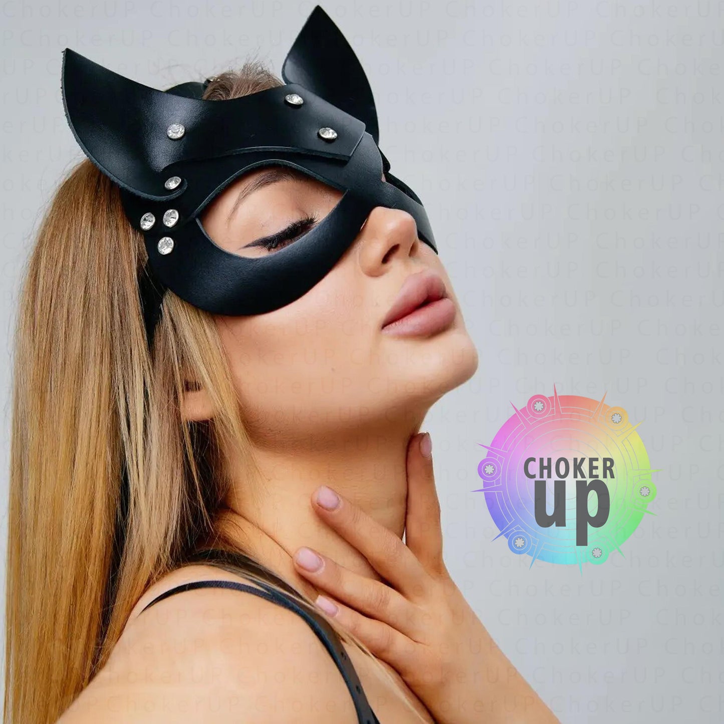 Faux Leather Cat Mask, Cosplay Masquerade Accessory