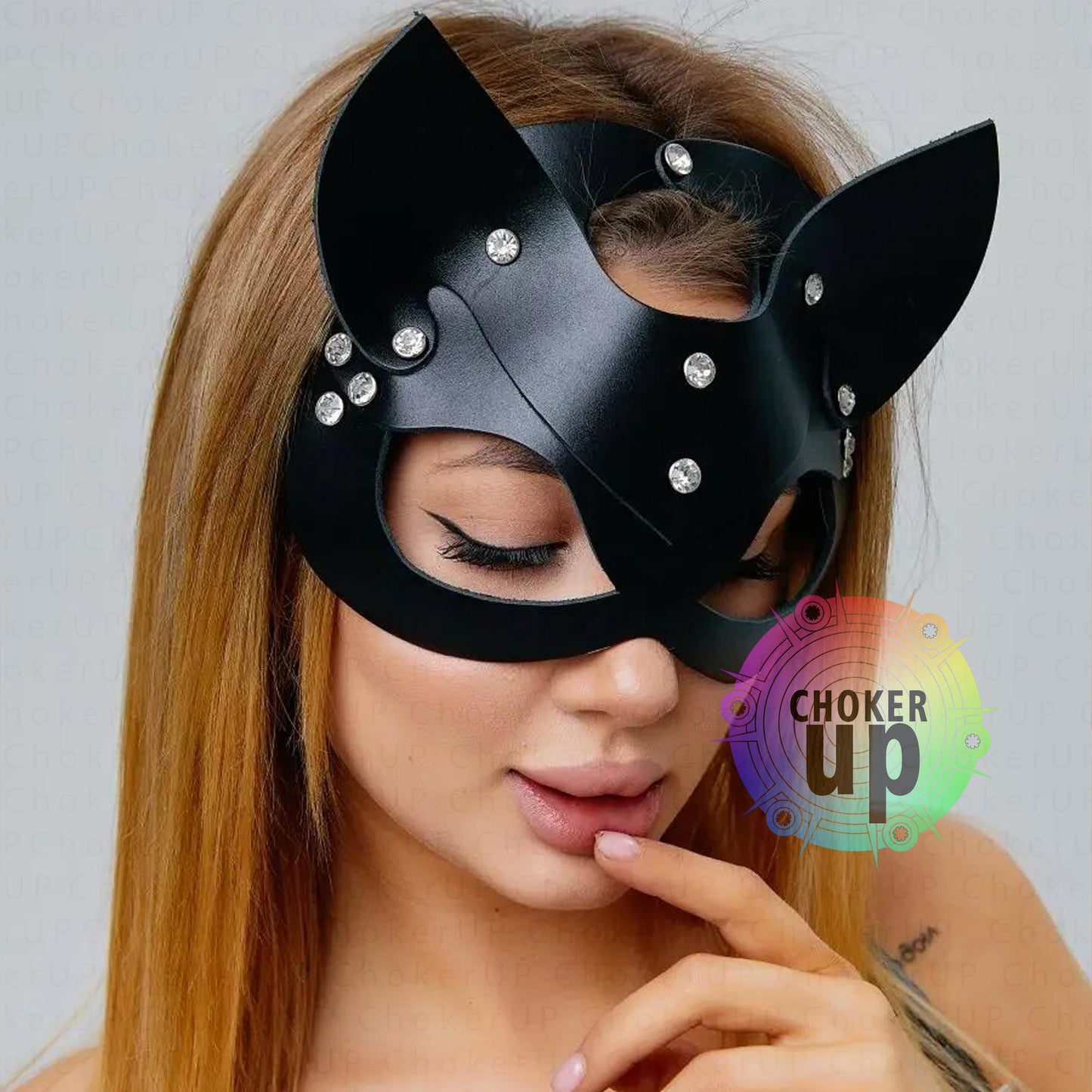 Faux Leather Cat Mask, Cosplay Masquerade Accessory