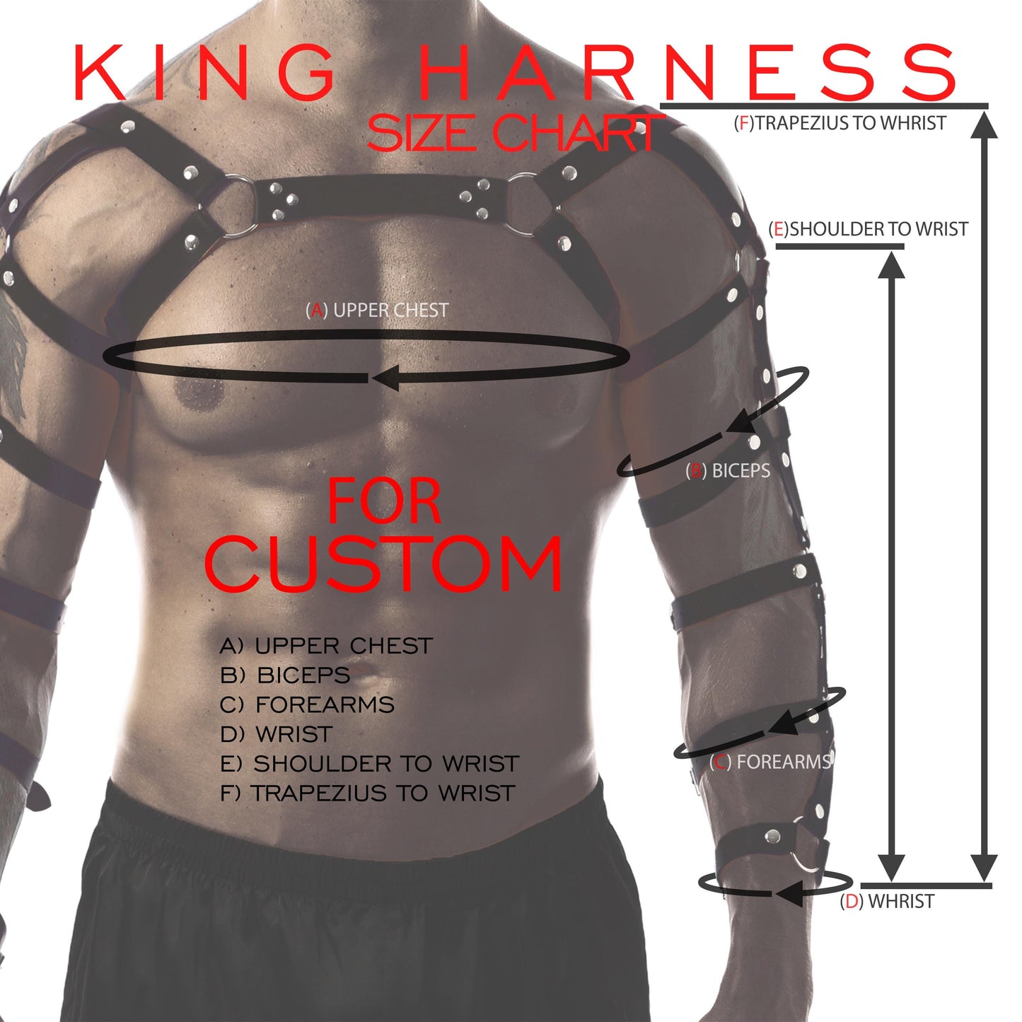 Men's Leather Chest Shoulder and Arm Harness, Male Chest Harness, Clubwear, Rave Clothing, Men's Harness, Arm Harness, Mens Chest Rig